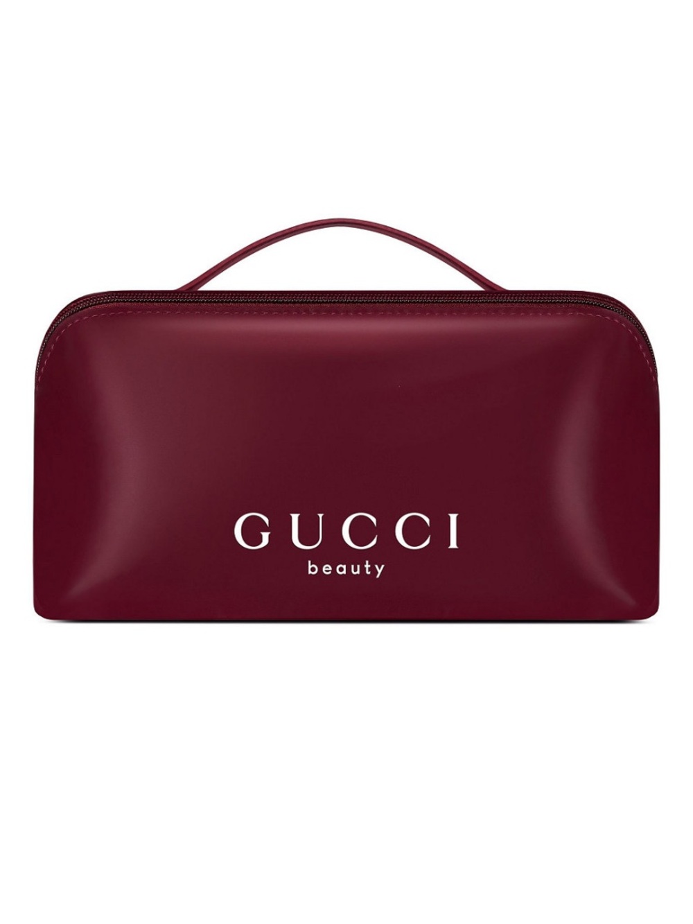 Gucci Beauty Maroon Burgundy Glossy Makeup Cosmetic Bag with handle Authentic